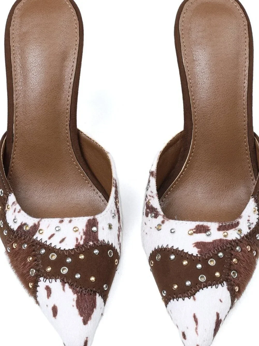 Black and White Sexy Women's Slip-On Mule Heels